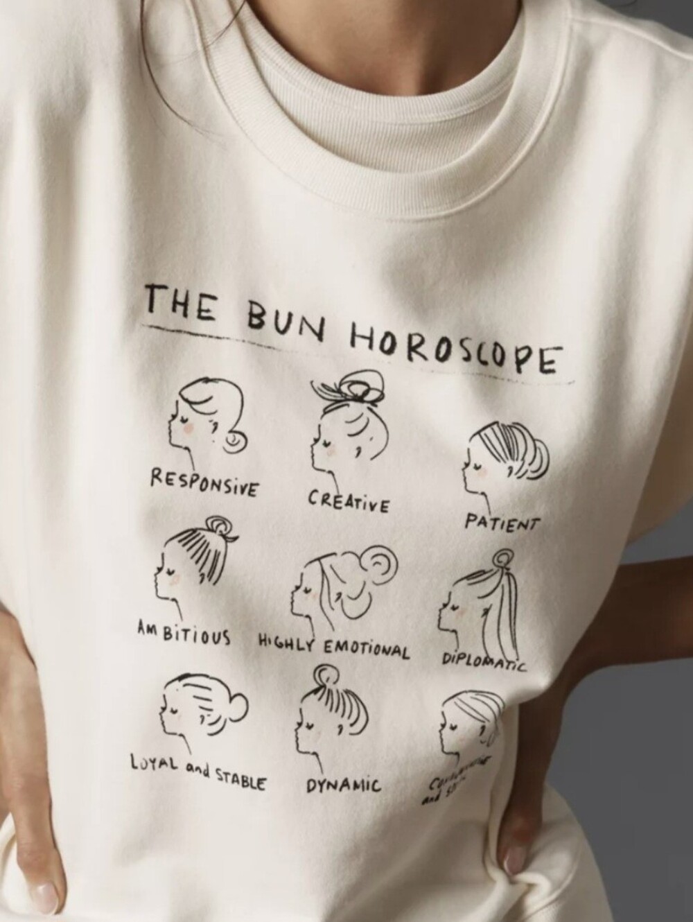 Maece By Anthropologie The Bun Horoscope Sweatshirt Size Large Cream